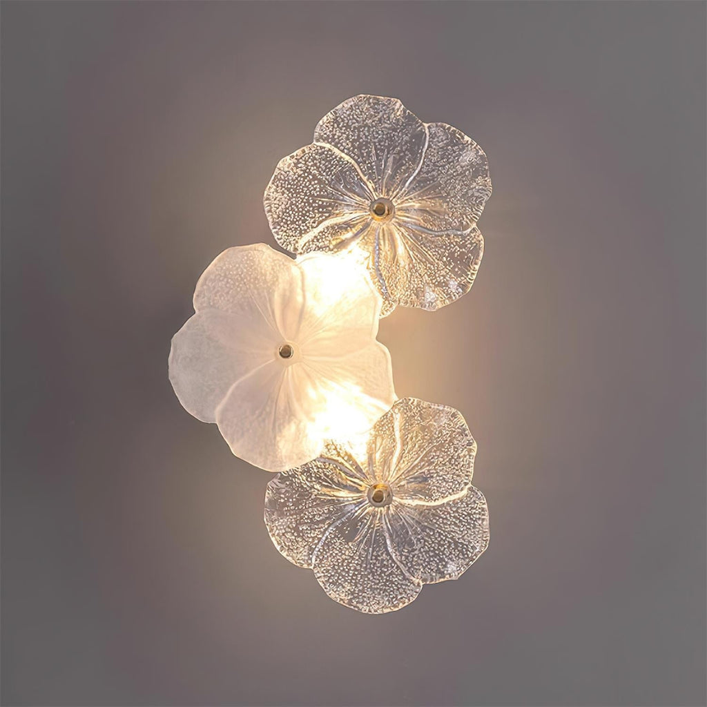 Dimmer Compatible Hardwired Metal And Glass Floral Wall Lamp G9