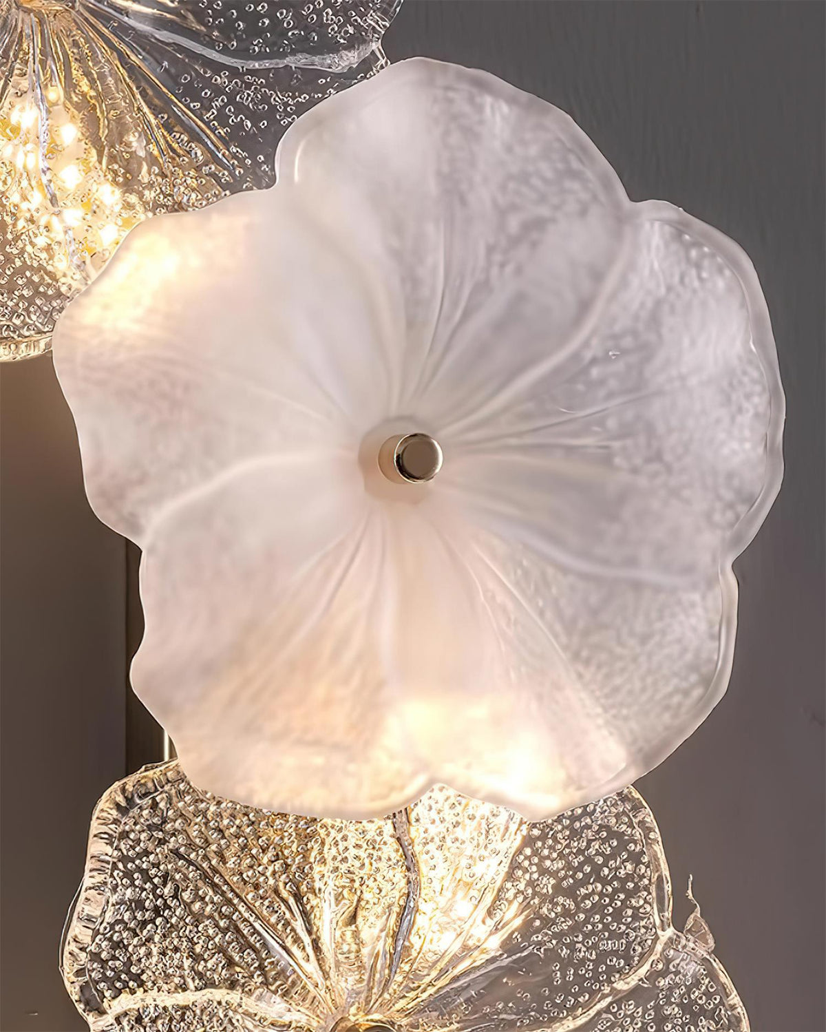 Dimmer Compatible Hardwired Metal And Glass Floral Wall Lamp G9