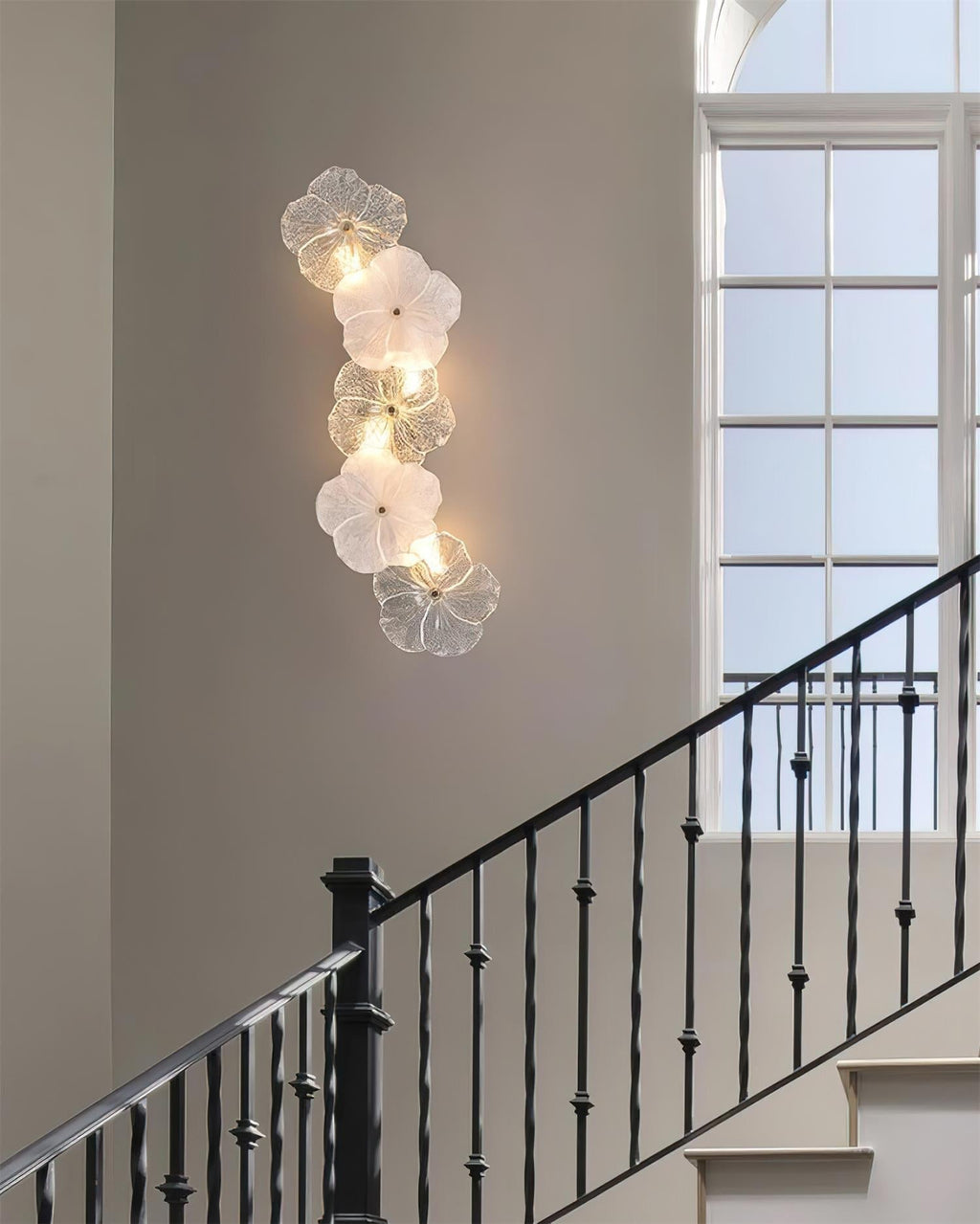 Dimmer Compatible Hardwired Metal And Glass Floral Wall Lamp G9