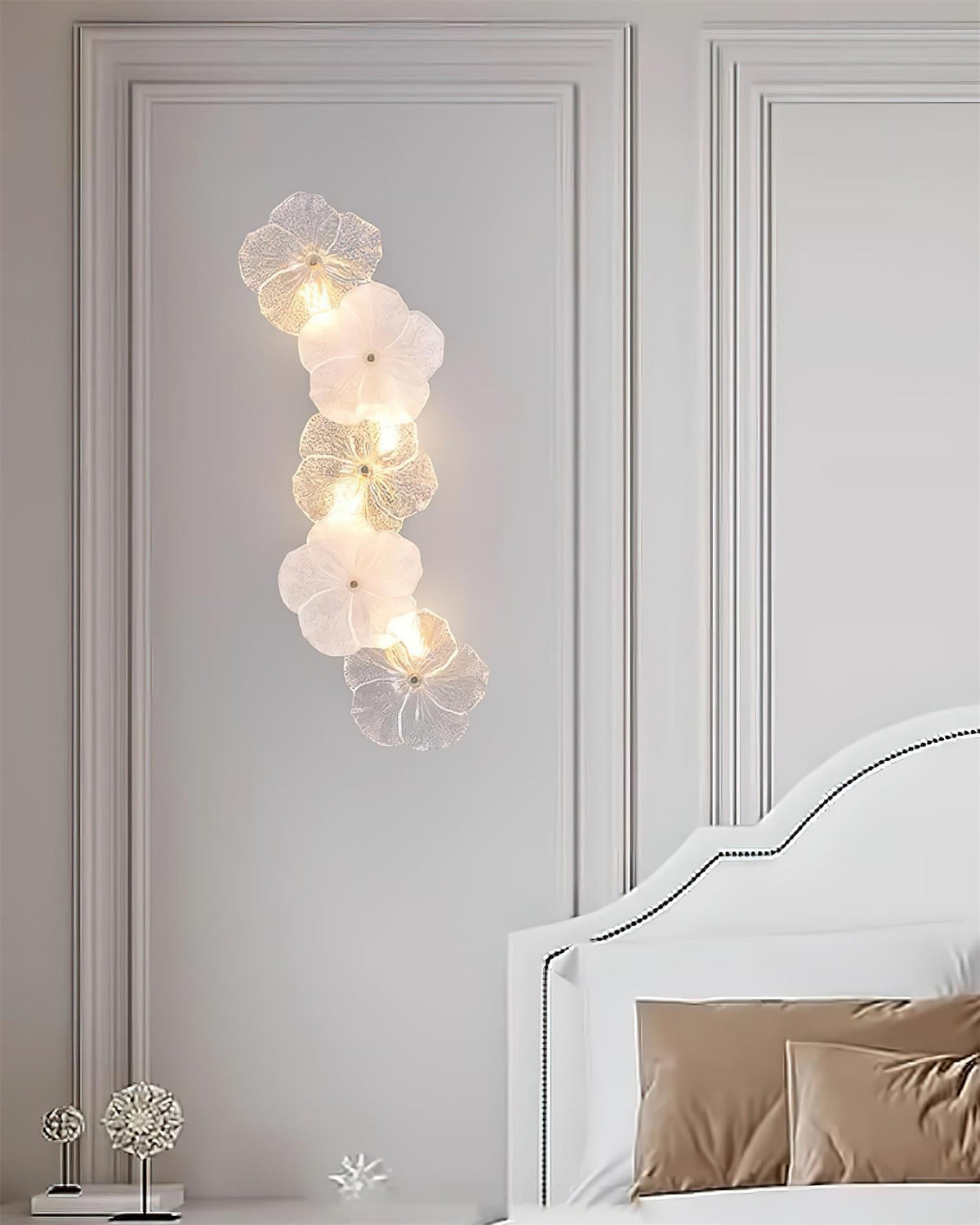 Dimmer Compatible Hardwired Metal And Glass Floral Wall Lamp G9