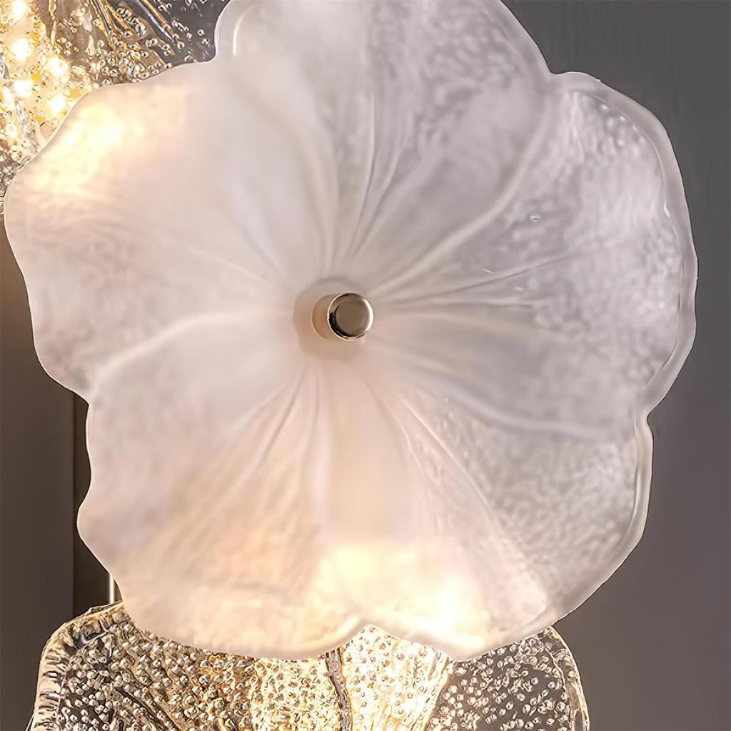 Dimmer Compatible Hardwired Metal And Glass Floral Wall Lamp G9