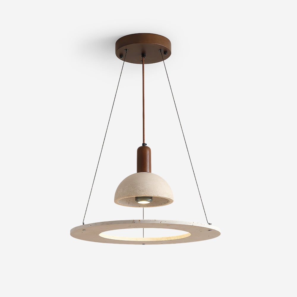Sculptural Ambience Travertine Dome Pendant Lamp