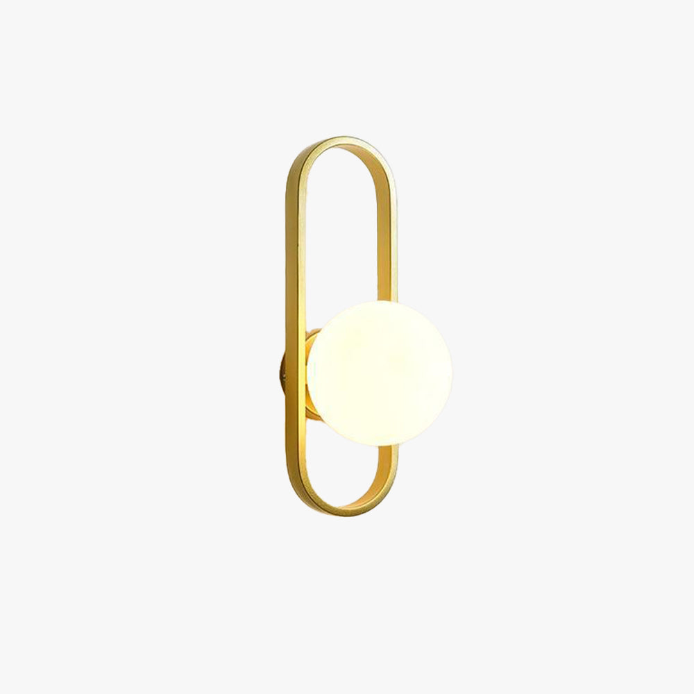Gold And Black Metal Glass Globe Bedside Wall Lamp