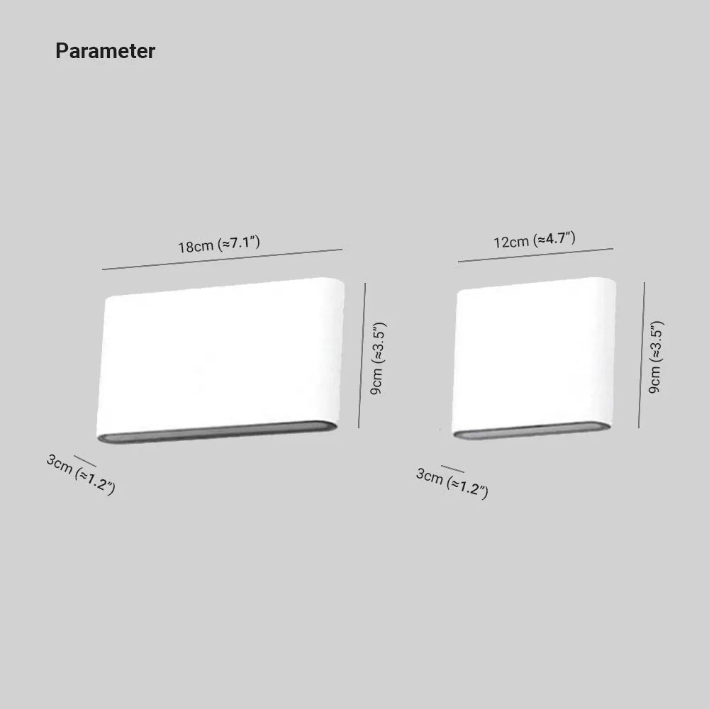 Black And White Waterproof Outdoor Modern Rectangular Wall Light