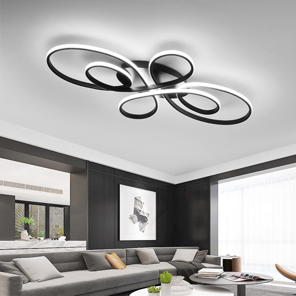 Dimmable Two Tone Modern LED Multi Ring Flush Mount Ceiling Light