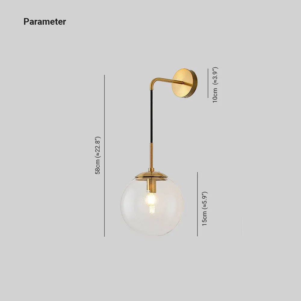 Single Head Nordic Glass Ball LED Wall Reading Lamp