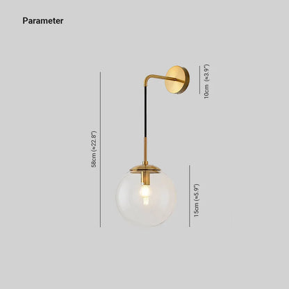 Single Head Nordic Glass Ball LED Wall Reading Lamp