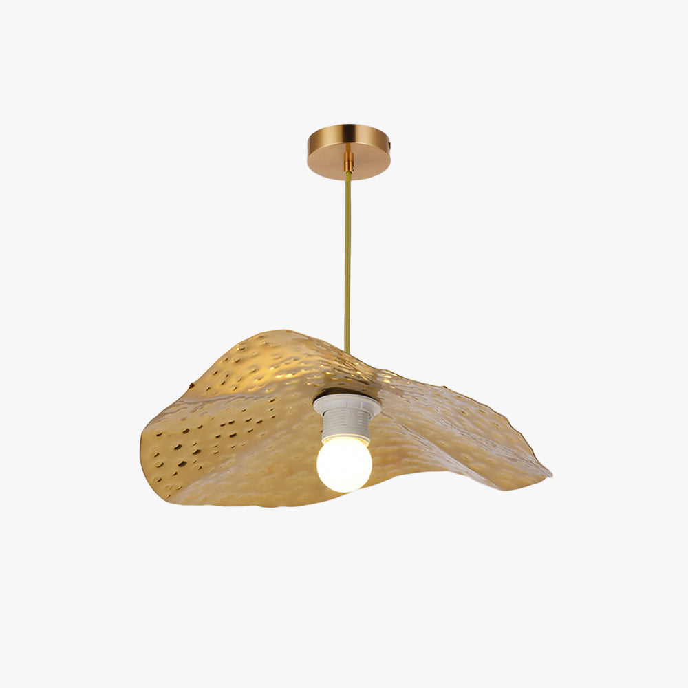 Cozy Ambiance Created by Natural Lotus Leaf Metal Pendant Light