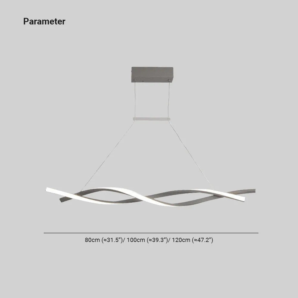 Pendant Light Durable Metal Linear Double Wave