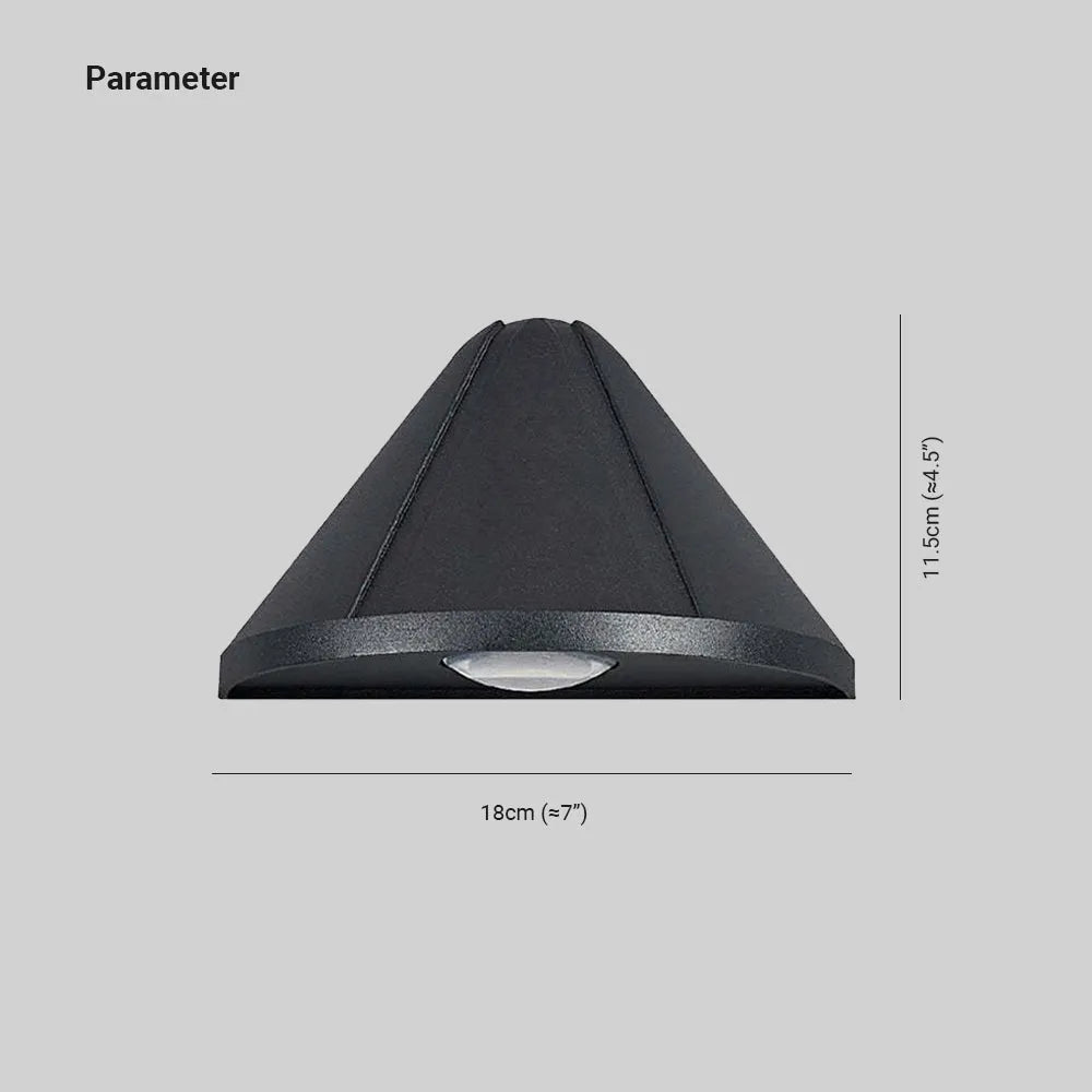 Outdoor Wall Light Black Metal Hardwired IP65 Cone Shaped