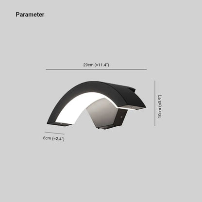 Black Outdoor Wall Light Nordic Weatherproof Arc LED