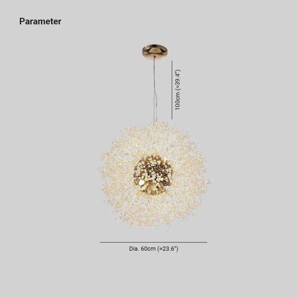 Gold Chrome Elegant Dandelion Pendant Light