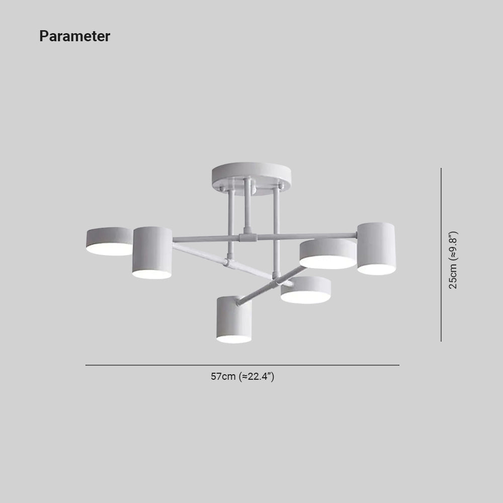 Three Colour Temperatures Six Head LED Flush Ceiling Light