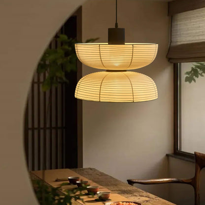 Pendant Light With Ambient Glow And Paper Fabric