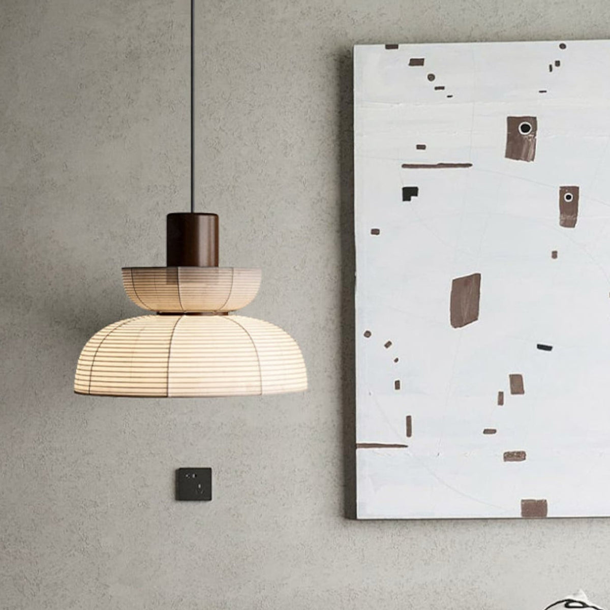 Pendant Light With Ambient Glow And Paper Fabric