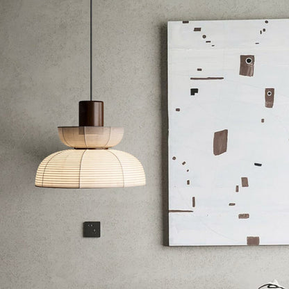 Pendant Light With Ambient Glow And Paper Fabric