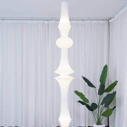 Vertical Sculptural Pendant Light With Warm Paper Glow