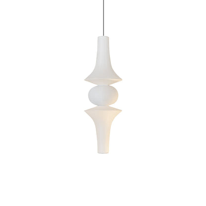 Vertical Sculptural Pendant Light With Warm Paper Glow