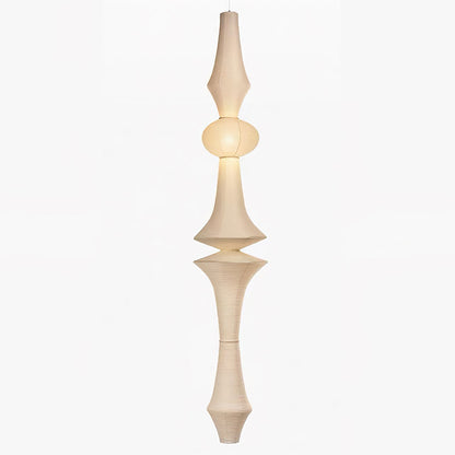 Vertical Sculptural Pendant Light With Warm Paper Glow