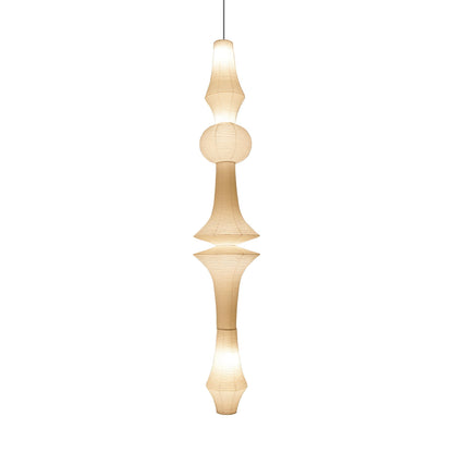 Vertical Sculptural Pendant Light With Warm Paper Glow