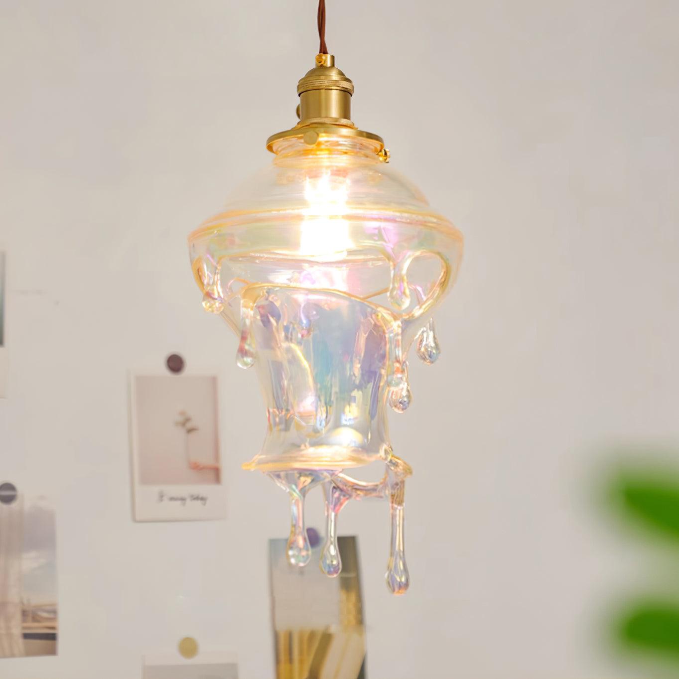 Ambient Glow Iridescent Pendant Lamp For Water Drop