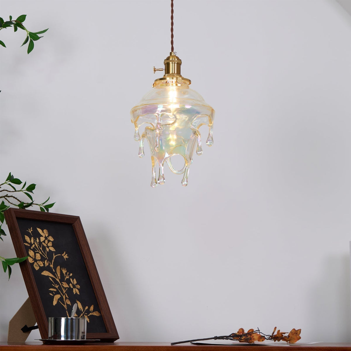 Ambient Glow Iridescent Pendant Lamp For Water Drop