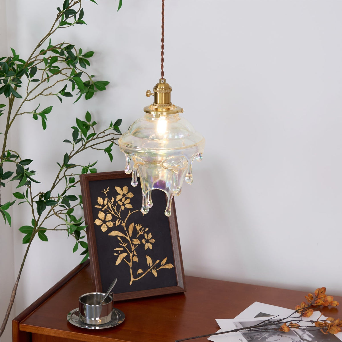 Ambient Glow Iridescent Pendant Lamp For Water Drop