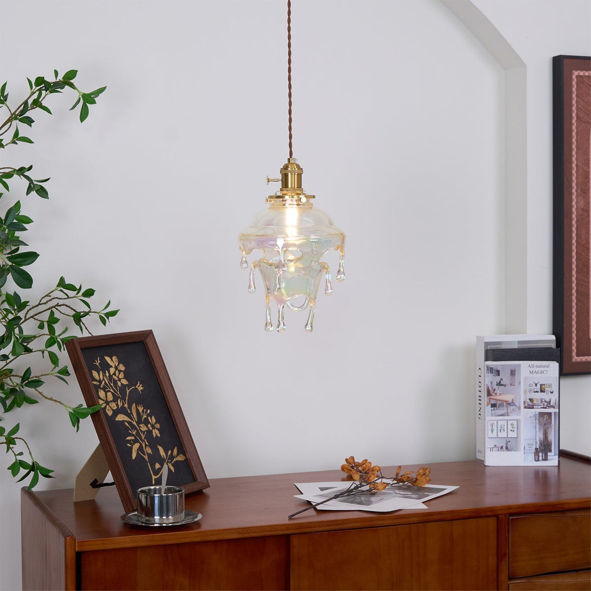Ambient Glow Iridescent Pendant Lamp For Water Drop