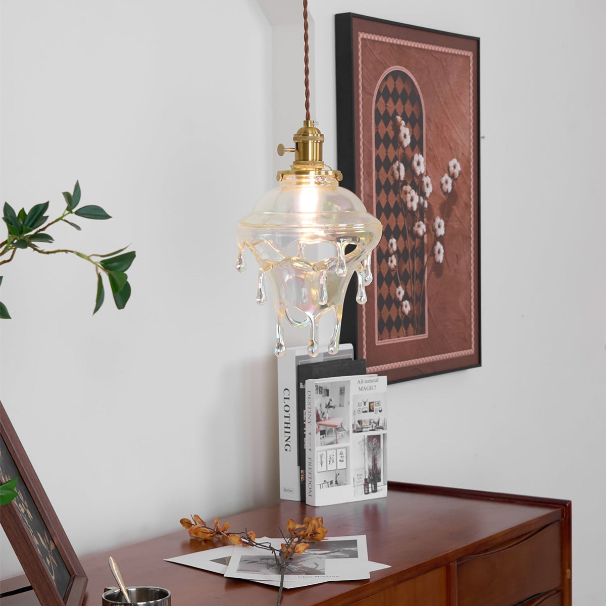 Ambient Glow Iridescent Pendant Lamp For Water Drop