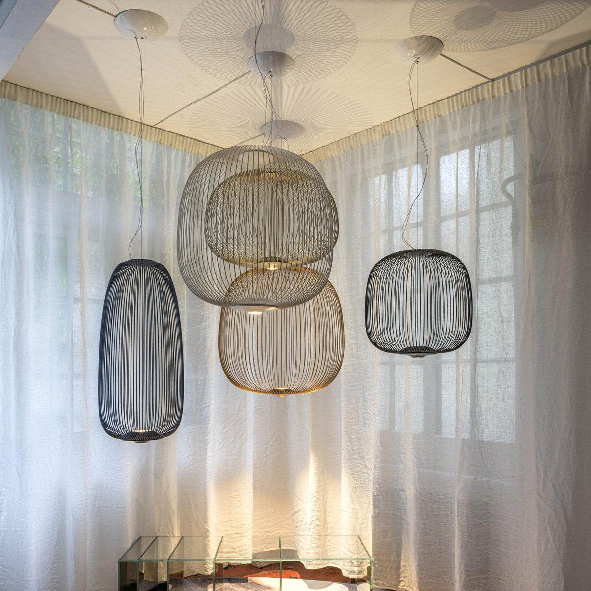 Pendant Light Cage Aero Spokes With Integrated LED