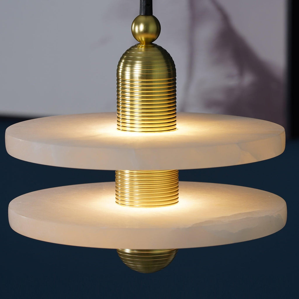 Alabaster Shade Ambient Light Copper Pendant Lamp