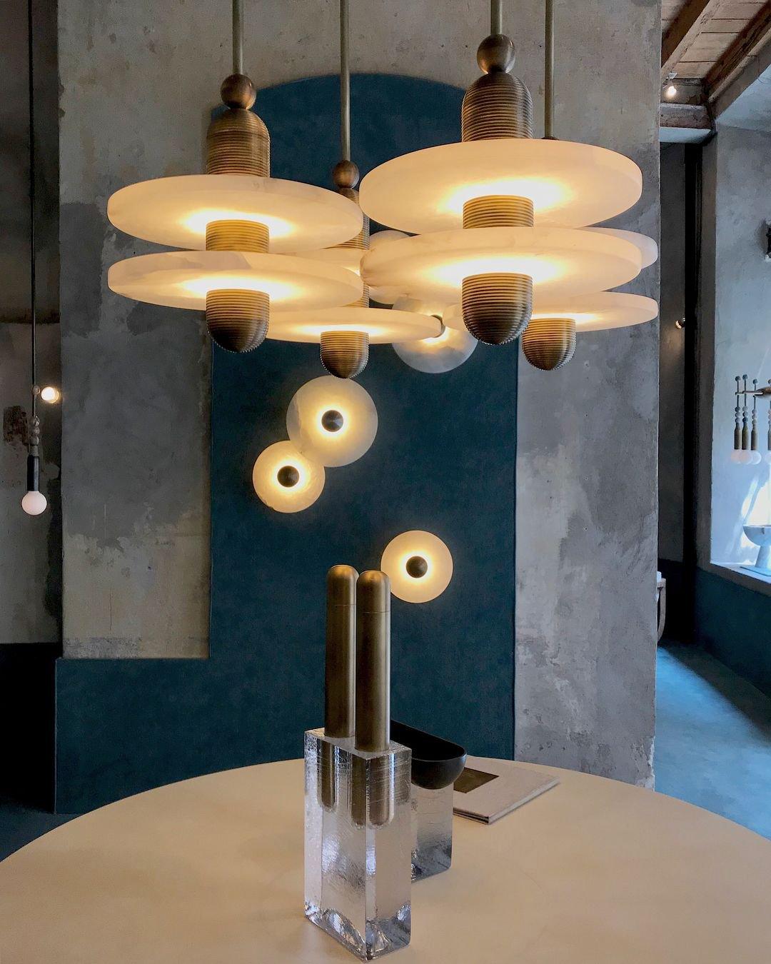 Alabaster Shade Ambient Light Copper Pendant Lamp