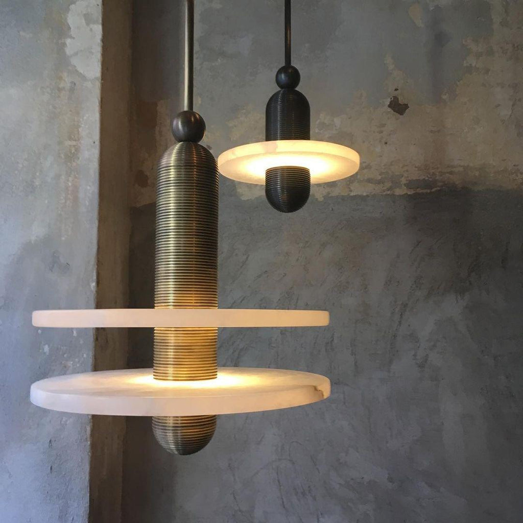 Alabaster Shade Ambient Light Copper Pendant Lamp