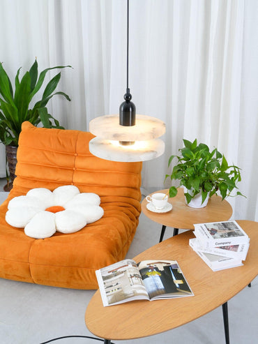 Alabaster Shade Ambient Light Copper Pendant Lamp