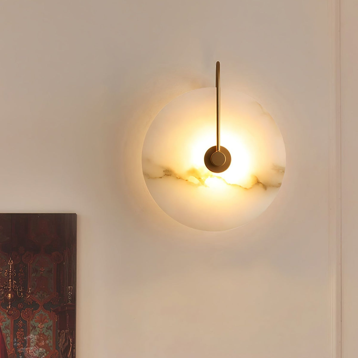 Circular Snowflake Aurora Alabaster Warm Glow LED Wall Lamp
