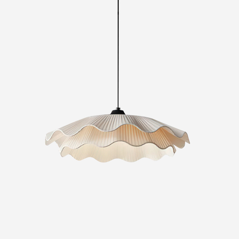 Warm White Glow Wavy Pleated Pendant Light