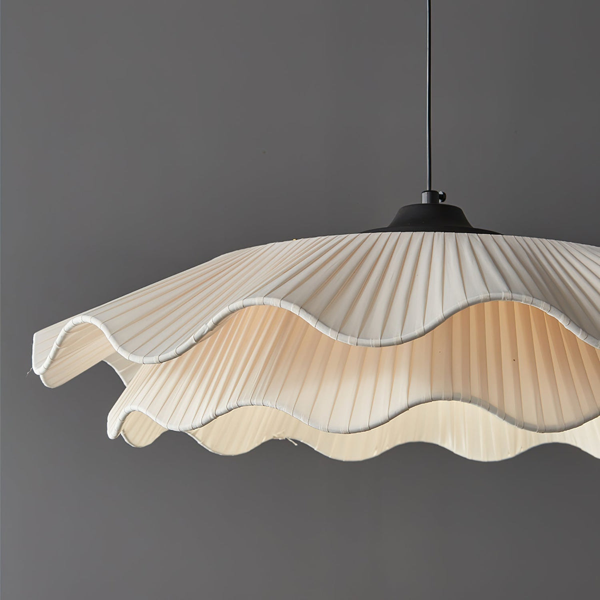 Warm White Glow Wavy Pleated Pendant Light