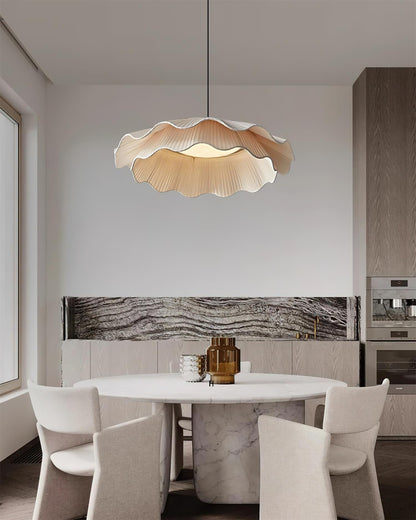 Warm White Glow Wavy Pleated Pendant Light