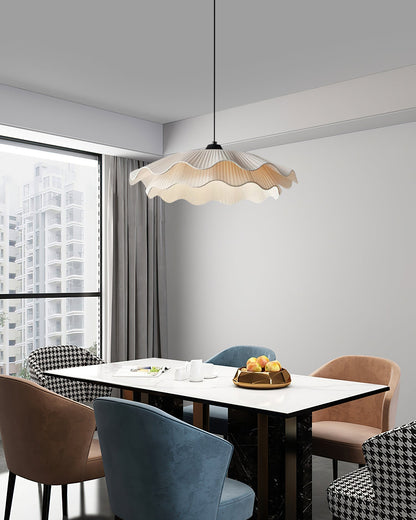 Warm White Glow Wavy Pleated Pendant Light