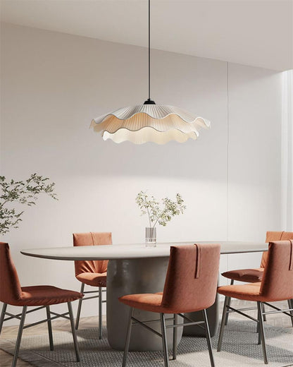 Warm White Glow Wavy Pleated Pendant Light