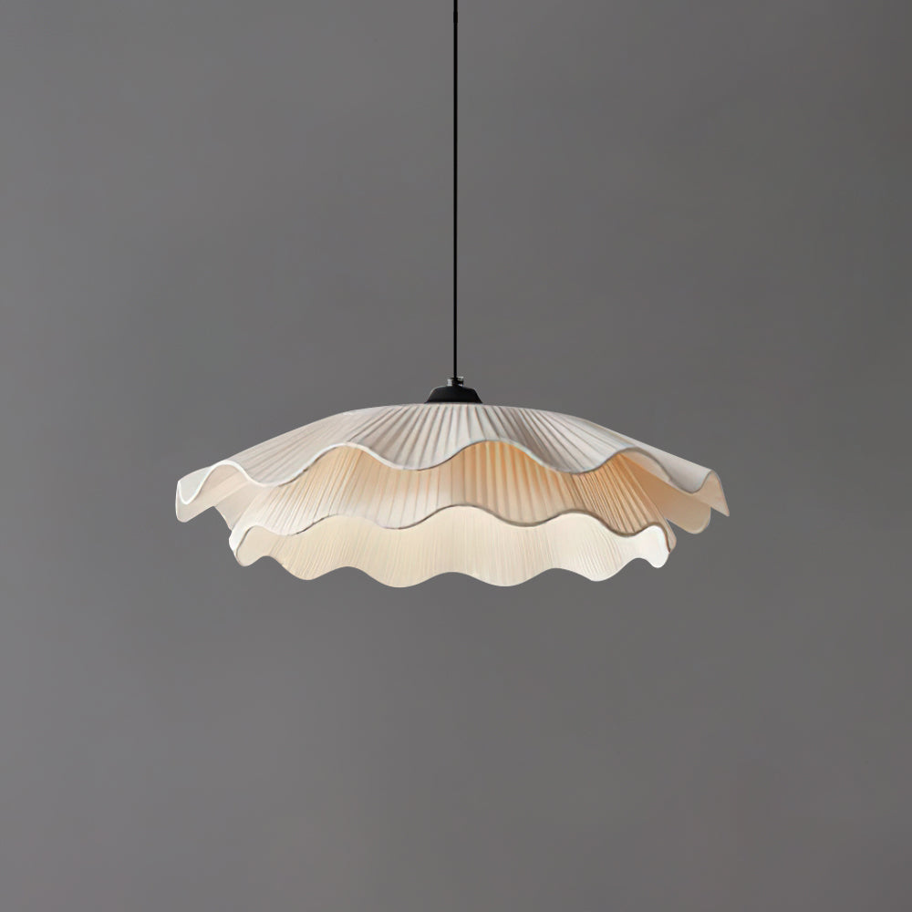 Warm White Glow Wavy Pleated Pendant Light