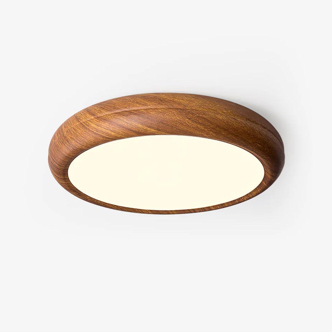 Round Flush Mount Nordic Wood Grain Ceiling Light With Acrylic Shade