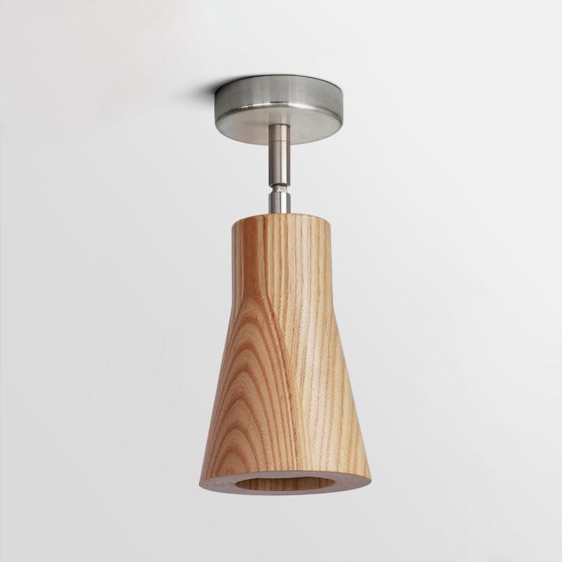 Three Adjustable Spotlight Heads Wood Tone Ceiling Track Lighting