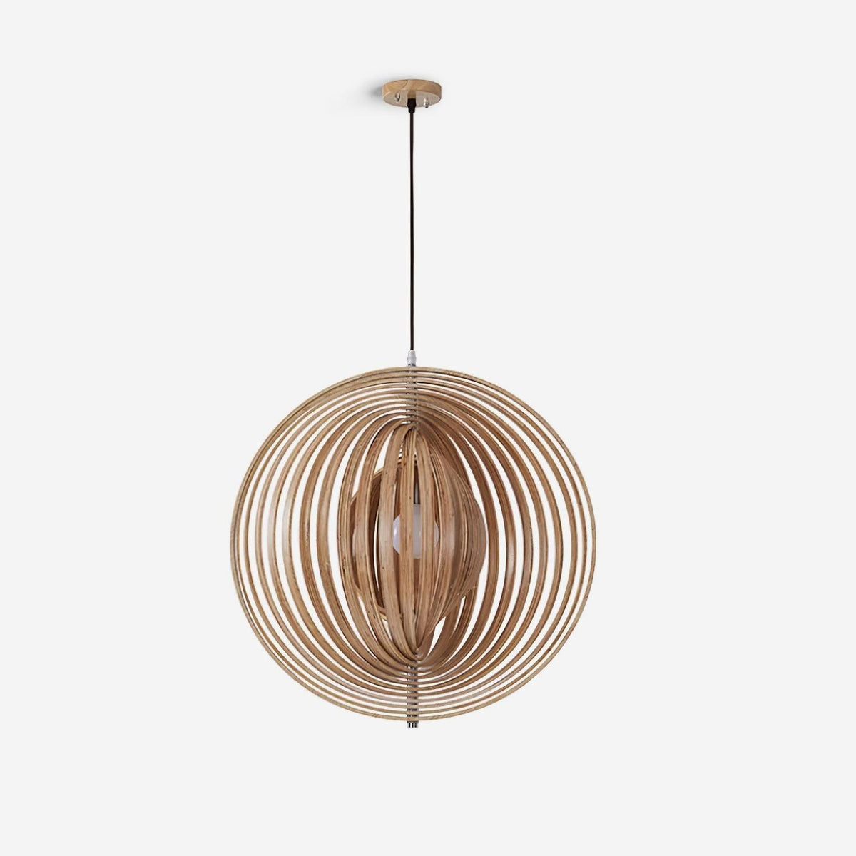 Warm Ambient Glow Wood Ring Pendant Lamp