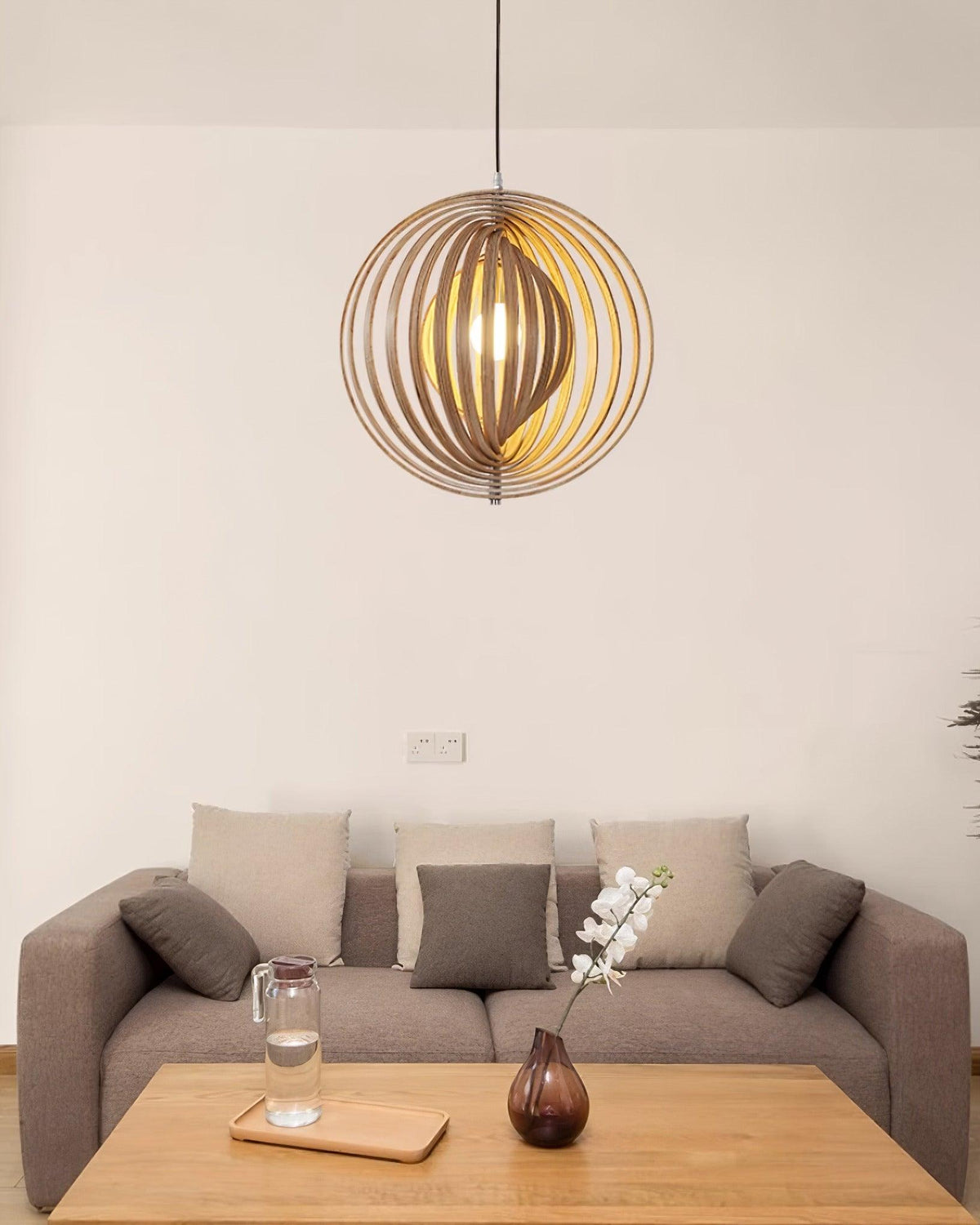 Warm Ambient Glow Wood Ring Pendant Lamp