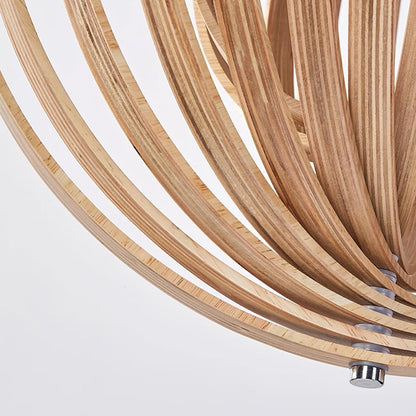 Warm Ambient Glow Wood Ring Pendant Lamp