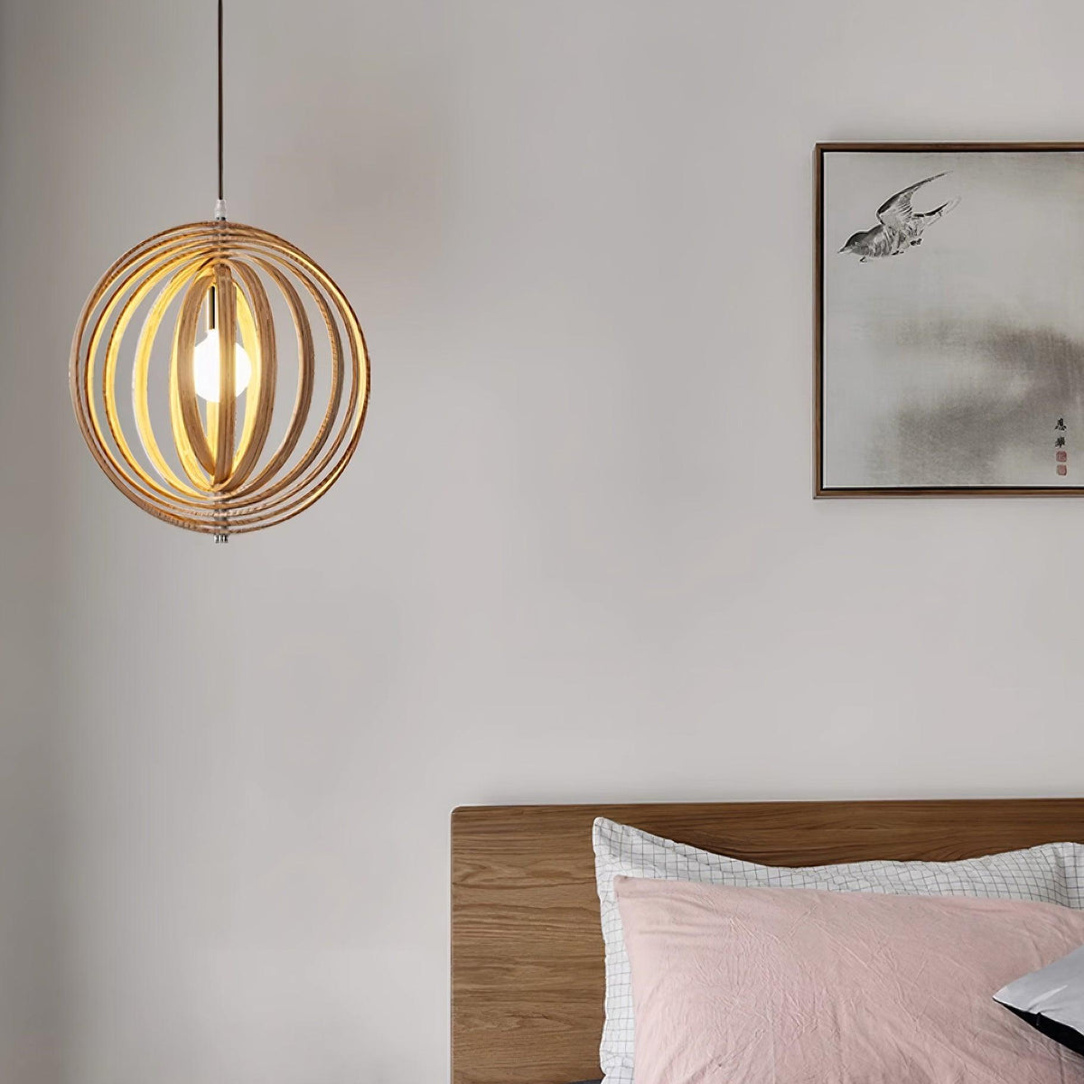Warm Ambient Glow Wood Ring Pendant Lamp