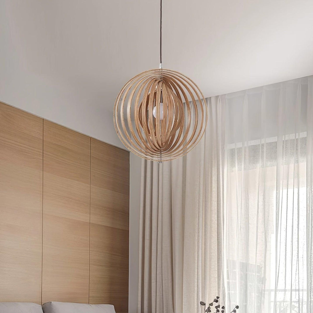 Warm Ambient Glow Wood Ring Pendant Lamp