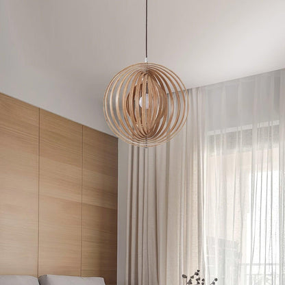 Warm Ambient Glow Wood Ring Pendant Lamp