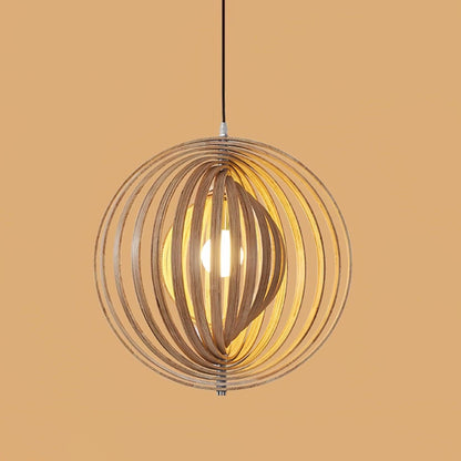 Warm Ambient Glow Wood Ring Pendant Lamp